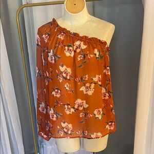 Floral One-Shoulder Top - Orange